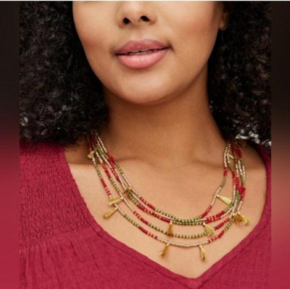 torrid Jewelry - Torrid Multilayered Beaded Necklace W/ Fringe Tassels